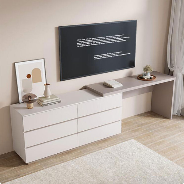 Orren Ellis Atascosa Modern Home Office Expandable Dresser Desk Combo With Storage With Drawers